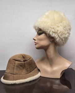 lot 109 image: 2 Very Nice Winter Hats wLeather & Fur