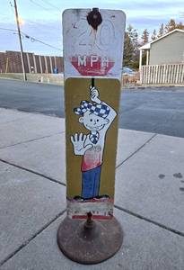 Awesome Vintage 1960's-70's School Zone Stop Sign - 20MPH