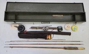 lot 220 image: Very Nice Vintage SOUTH BEND Fly Fishing Rod wReel & Accessories & GREAT St. Paul Metal Case