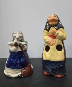 lot 233 image: 2 Vintage Ceramic Kitchen Witch Utensil Holder & Lidded Jar from Manral Imports