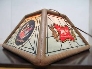 lot 280 image: Large Vintage MILLER HIGH LIFE Advertising Hanging Beer Lamp sign