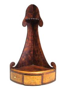 lot 151 image: Beautiful Early Antique Hanging Corner Shelf wDrawer