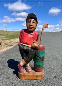 lot 200 image: Large Hand Carved Wood Statue of a Golfer