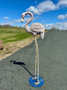 lot 206 image: Larger Outdoor Metal Flamingo Statue