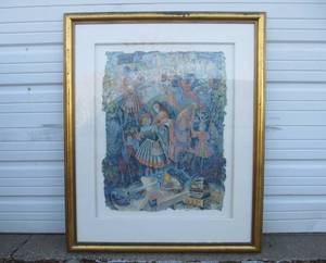 lot 248 image: Large Limited Edition Colorful Renaissance Scene Art Signed