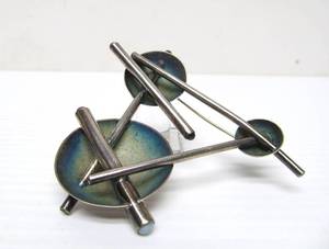 Wonderful Signed Sculptural Atomic Sterling Silver Brooch w/Gemstones