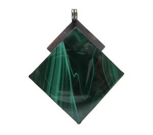lot 8 image: Large Deco Sterling Silver & Malachite Pendant