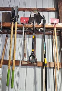 lot 17 image: Collection of Various Yard Tools Including Shovels and Rakes
