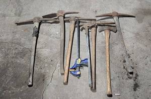 lot 23 image: Collection of Vintage Pick Axes and Ladder