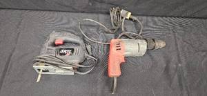 lot 65 image: Skil Jigsaw and Milwaukee Drill Set - Used Power Tools