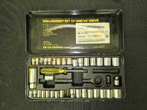 lot 76 image: Olympia Tools 40-Piece Socket Set with 14 and 38 Drive