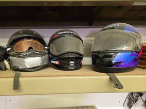 lot 79 image: Lot of 3 Motorcycle Helmets with Face Shields