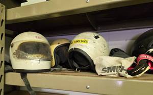 lot 80 image: Vintage Motorcycle Helmets, including BELL Helmet