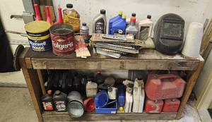 lot 88 image: Assorted Automotive Fluids and Tools with Vintage Oil Cans Collection - content quantities unknown