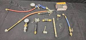 lot 165 image: Collection of Pneumatic Tools and Accessories with Air Hoses and Gauge