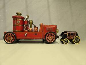lot 172 image: Collection of Vintage Die-Cast Vehicles inc Fire Truck and Wells Fargo Stagecoach & MOPAR Muscle Car in Orig Pkg