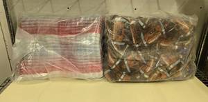 lot 175 image: Set of 2 Plush Blankets with Stripe and Football Designs