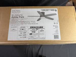 lot 177 image: Home Decorators Collection Ashby Park 52-inch Ceiling Fan in Orig Pkg