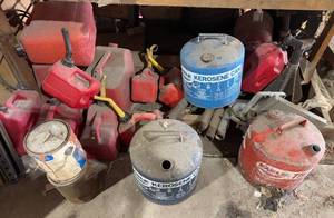 lot 196 image: Collection of Vintage Gasoline and Kerosene Fuel Cans