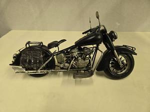 lot 201 image: Vintage Metal Motorcycle Model with Saddlebag Detailing