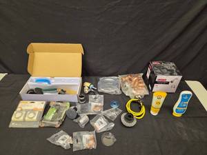 lot 213 image: Assorted Plumbing Fixtures and Cleaning Attachments with Sunscreen