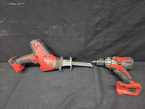 lot 216 image: Used Milwaukee Hackzall Sawzall and Drill Set