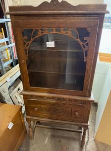 lot 221 image: Antique Wooden Display Cabinet with Glass Front