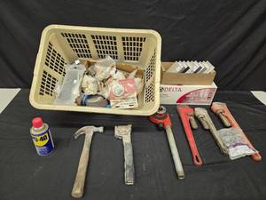 lot 238 image: Plumbing and Hand Tools Collection with Delta Bath Fixture Kit