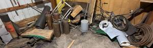 lot 243 image: Lot of Assorted Industrial Supplies, Scrap Parts, and Bicycle