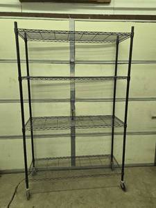 lot 258 image: Heavy-Duty 4-Shelf Wire Storage Rack on Wheels
