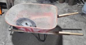 lot 259 image: Used Heavy Duty Wheelbarrow with Spare Wheel and Assorted PVC Fittings