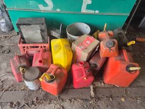lot 274 image: Collection of 10 Assorted Fuel Cans and Containers