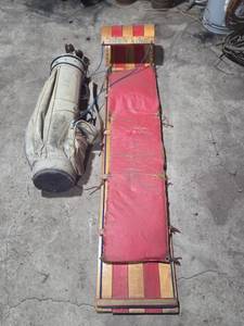 lot 278 image: Vintage Snow King Toboggan and Tru Flite Golf Club Set