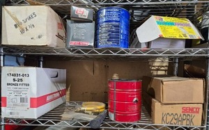 lot 295 image: Collection of Construction Supplies Senco Nails, Hammer, and More