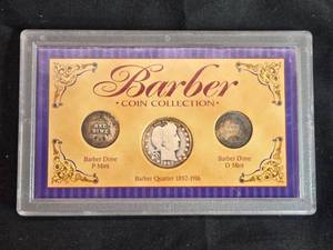 Barber Coin Collection Set - 1 Barber Quarter, 2 Barber Dimes
