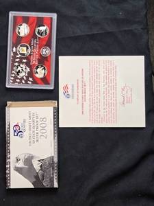 lot 6 image: 2008 United States Mint 5 State Quarters Silver Proof Set with Certificate -  Arizona, Alaska, Hawaii, Oklahoma, and New Mexico