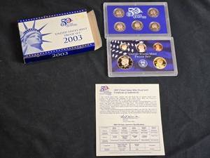 lot 30 image: 2003 United States Mint Proof Big Set - Coins and Quarters with Certificate of Authenticity