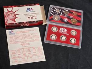 lot 35 image: 2002 United States Mint Silver Proof Big Set with Box