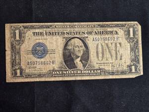 lot 45 image: 1928 B Series One Dollar Silver Certificate - Funny Back
