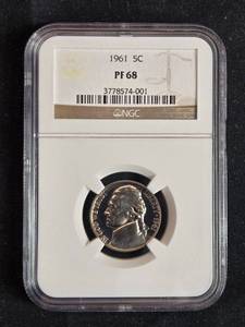 lot 52 image: 1961 Proof Jefferson Nickel PF68 NGC Certified