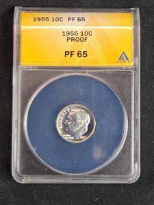 lot 56 image: 1955 Roosevelt Dime PF 65 Proof Coin
