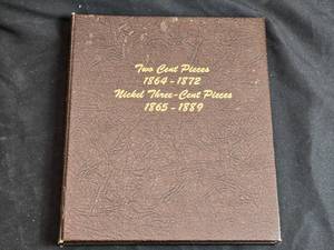 lot 72 image: Empty Coin Collection Book for Two-Cent and Nickel Three-Cent Pieces 1864-1889