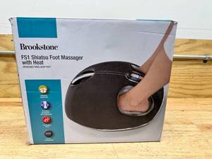 lot 108 image: Brookstone Shiatsu Foot 3 Massage Programs with Heat, Air Compression, Deep Kneading, Grey