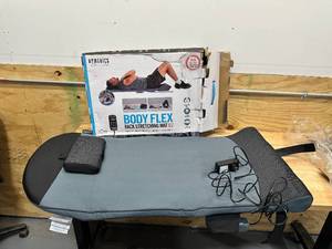 lot 112 image: HoMedics Body Flex Back Stretching Mat with Heat, 6 Stretching Programs and 3 Intensity Levels with Removable Memory Foam Pillow for Full Body Coverage, Portable for Yoga, Athletes, Home Gym