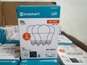 lot 182 image: ECOSMART Lot of 44 60W LED Soft White Bulb 4pks