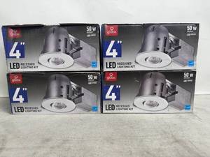 lot 190 image: GLOBE ELECTRIC Lot of 4 Recessed 4in Downlight LED Lighting Kits
