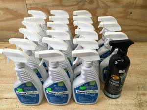 lot 202 image: Lot of 21 Bottles of Smart Touch Disinfecting Spray and One Bottle of Exterior Hard Water Spot Remover