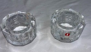 lot 20A image: Iittala Crystal Candle Holders Pair
