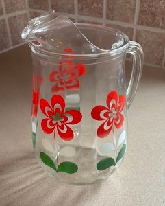 lot 44 image: Vintage Floral Glass Pitcher