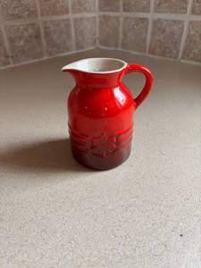 lot 161 image: Le Creuset Syrup Jar Cerise 6oz